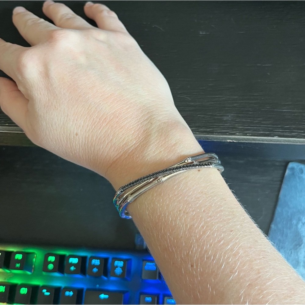 John Hardy Bamboo Sterling Silver and Black Sapphire Bracelet - Picture 3 of 8